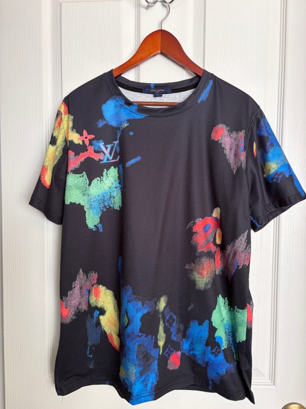 Louis Vuitton Black Multicolor Paint-Splash Short Sleeve Tee - Japan